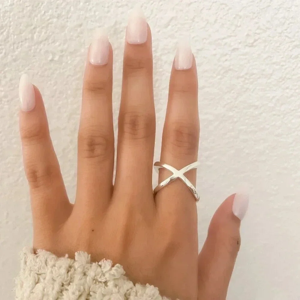 925 Sterling Silver X Ring Chunky Ring Bold Statement Ring Criss Cross Ring